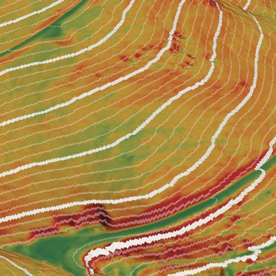 Bare-earth slope with contours, Hobart